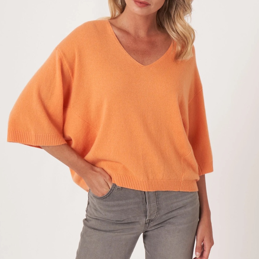 REPEAT CASHMERE Luxe Loose Fit Organic Cashmere Sweater Batwing Sleeves, Small